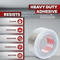 Vista 6 de XFasten cinta de papel aluminio, 3.6 mil, 2 pulgadas x 55 yardas, cinta HVAC