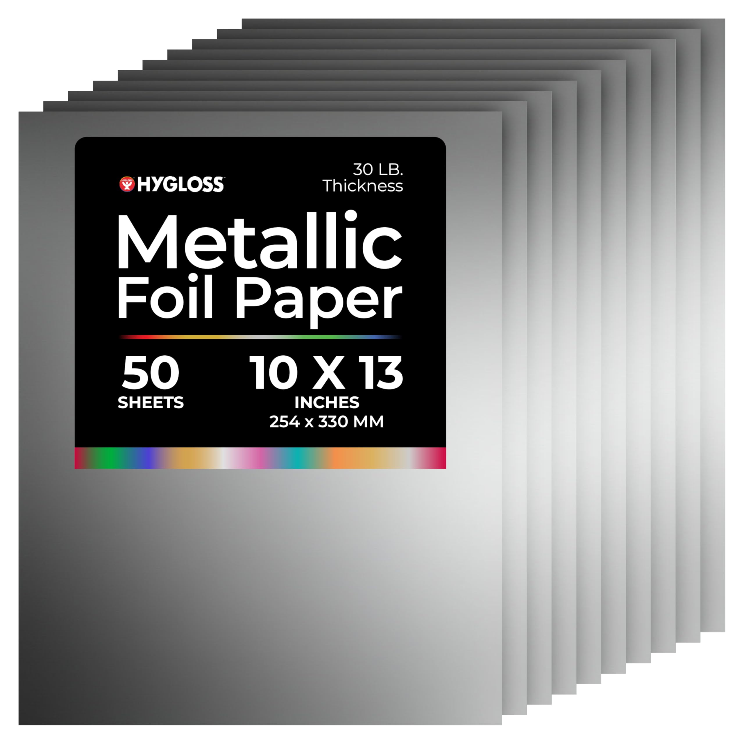 Hygloss Metallic Foil Paper - 50 Sheets Matte Silver Color Shiny Papers - 10 x 13 Inches - Ideal Foil Papers for Crafts - Shiny Craft Paper Sheets