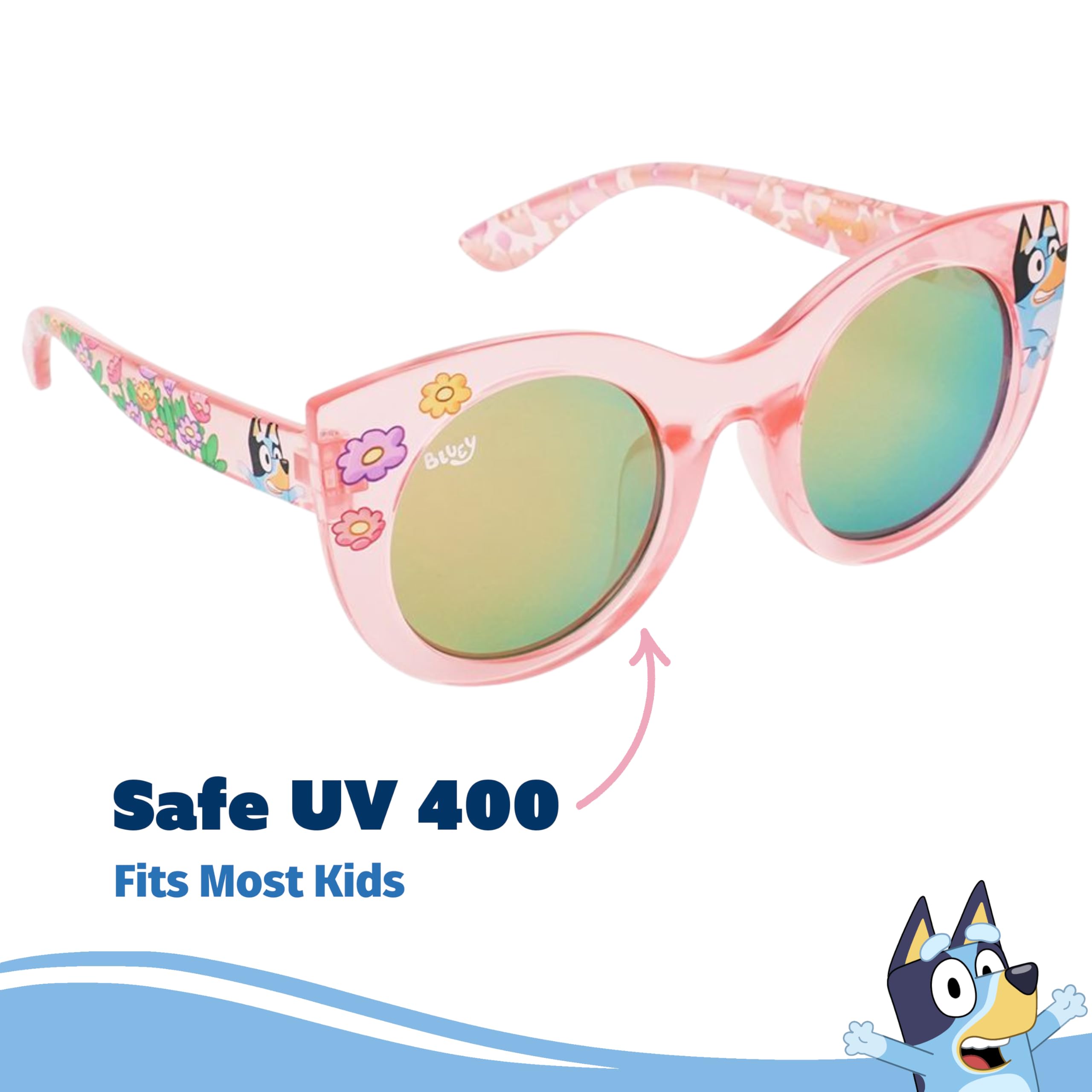 Arkaid BLUEY - Gafas de sol para niñas con funda | Estuche oficial BLUEY para gafas de sol con mini asa y UV 400 tonos | Talla para niños
