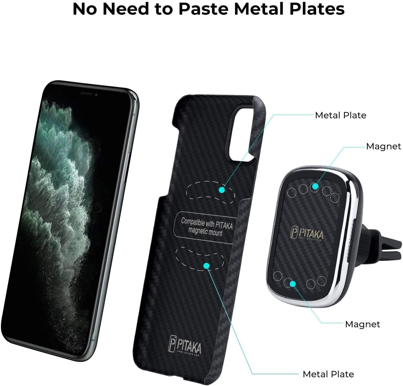 pitaka wireless charging kit for iphone 11 pro%ef%bc%8c 3 in 1 magnetic in car charging solution wireless charging magnetic car mount compatible with