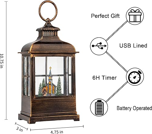 Miniatura 3 de Globos de nieve de Navidad, música cardenal, farol de agua, decoraciones navideñas, regalos para familiares, niños o amigos