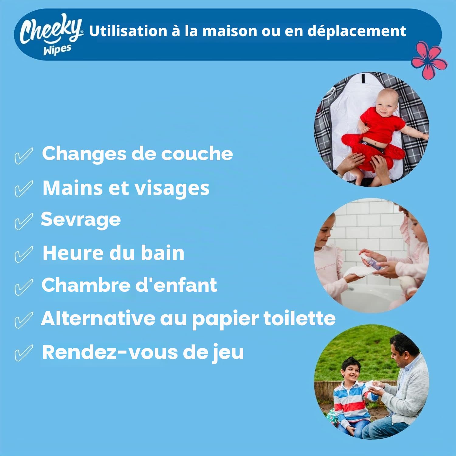 Cheeky Wipes - Lot de 25 blanc lingettes pour bébé en coton é - 15 x 15 cm
