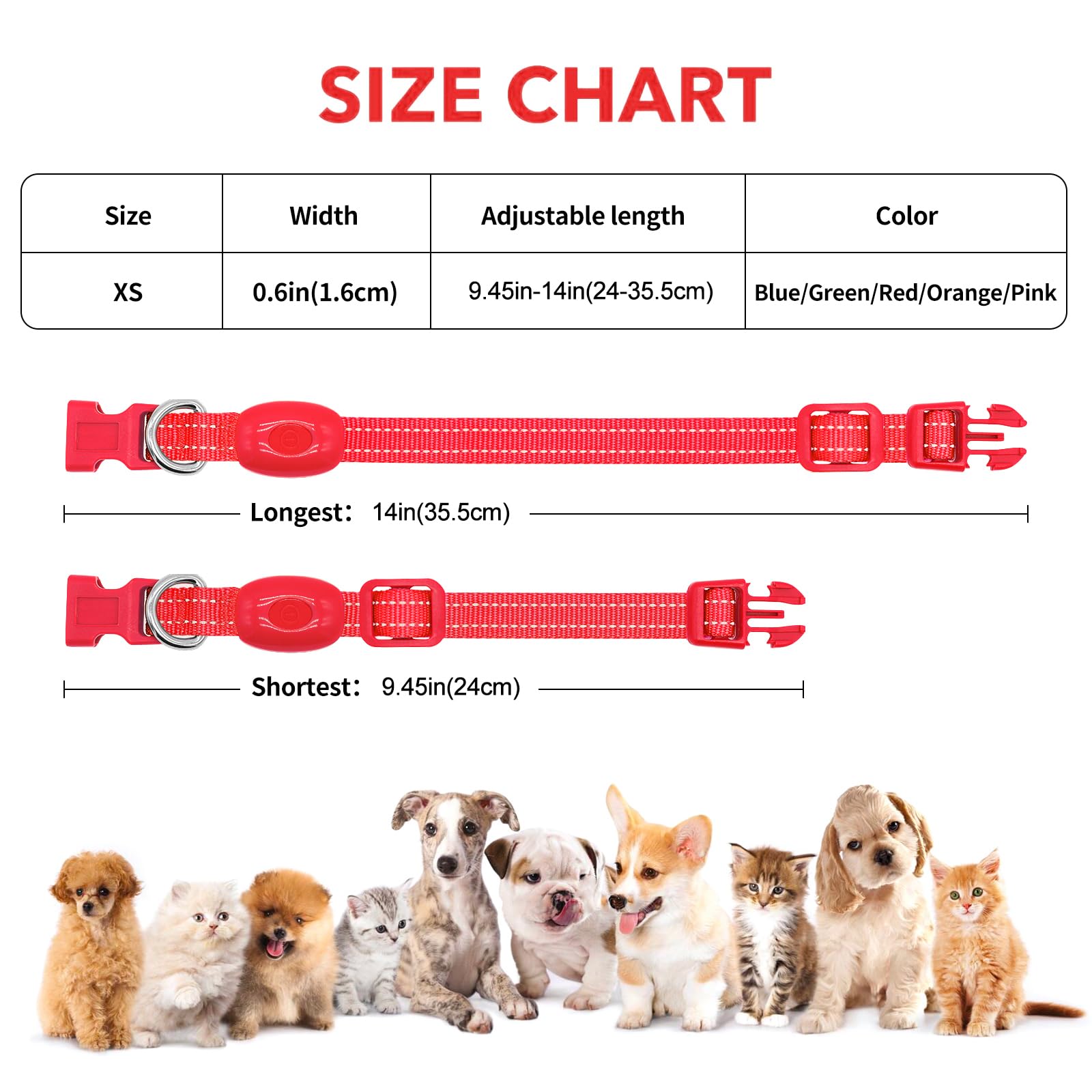 Leuchtendes Hundehalsband für kleine Hunde – wiederaufladbares LED-Hundehalsband, verstellbar, reflektierend, Welpenhalsband, LED-Katzenhalsband, leuchtende Sicherheitshundlichter für nächtliche