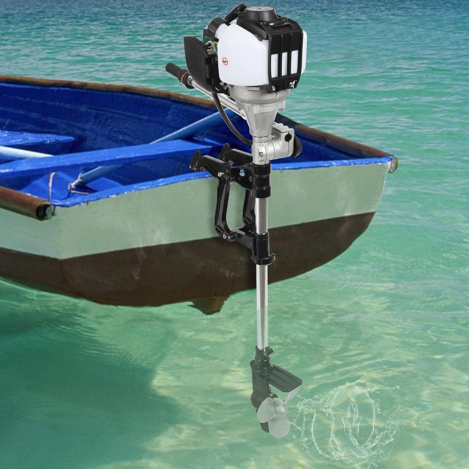 Motor fueraborda de gasolina 52CC 5.5 HP 4 tiempos, motor fueraborda, refrigeración por aire, 8500 rpm, para barcos pequeños de menos de 2,5 m