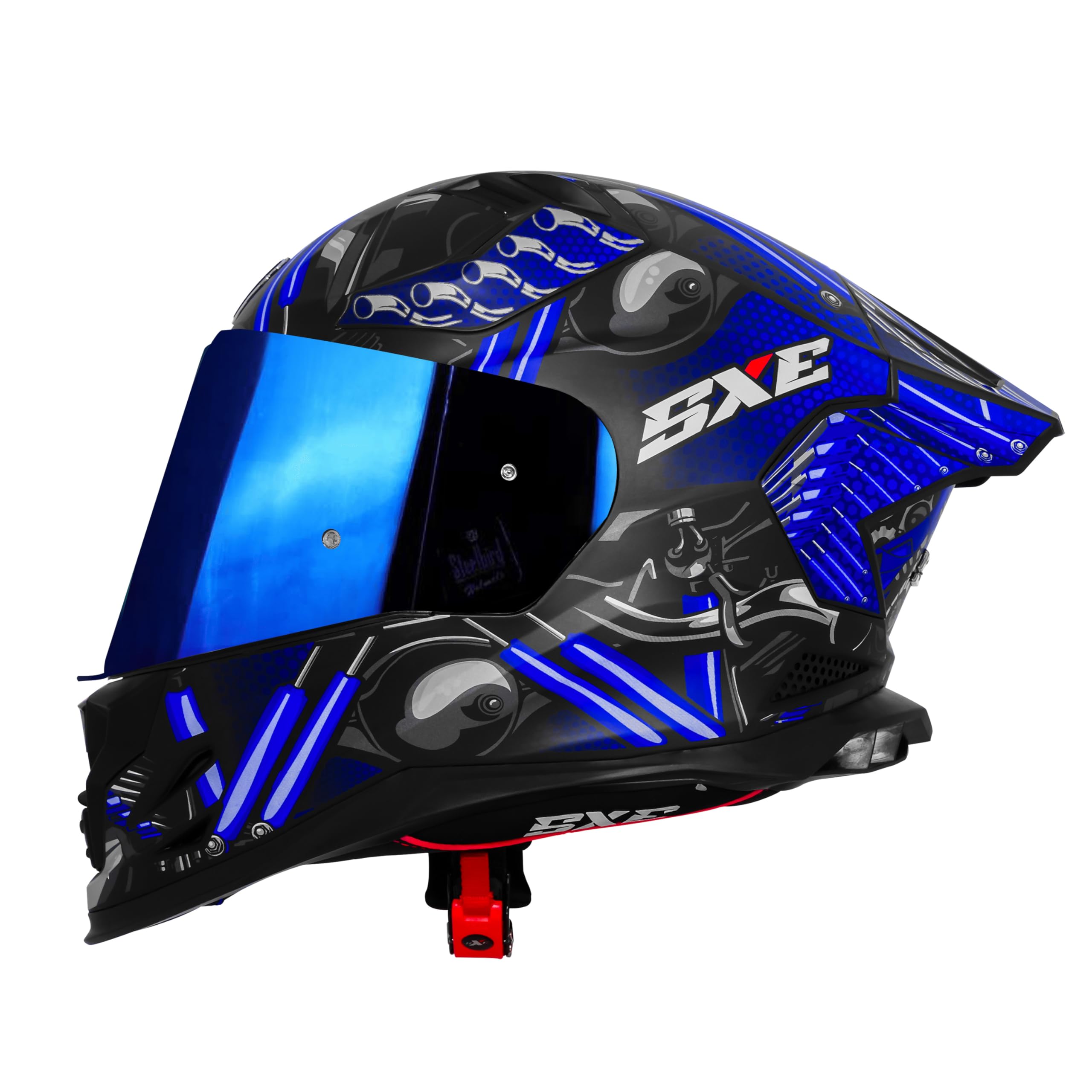 Steelbird SBH 61 SXE X2 ISI and Dot Certified Full Face Helmet for Men and with Inner Silver Sunshield