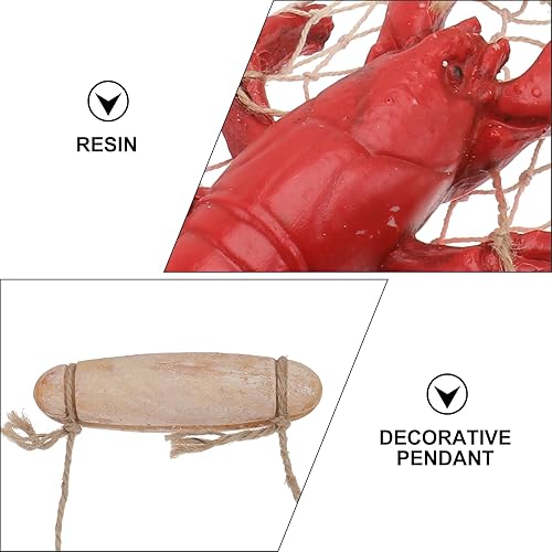 Miniatura 9 de HEALLILY Langosta roja de resina para colgar en la pared, langosta y cangrejo, decoración de pared, colgante de sala de estar, dormitorio,