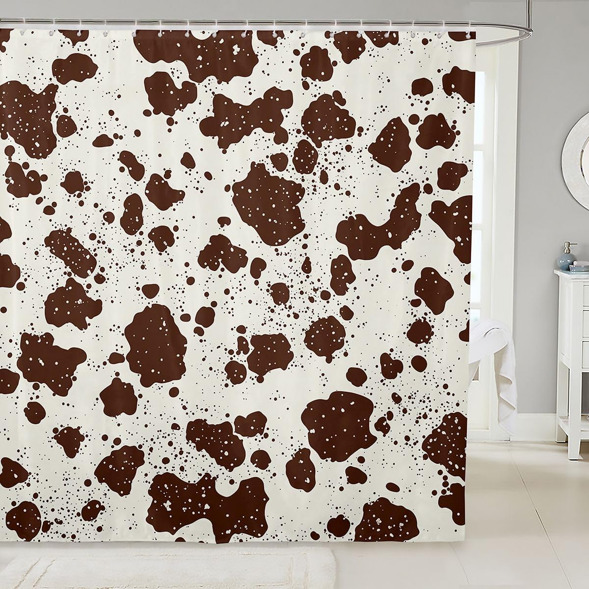 Feelyou Cow Fur Print Shower Curtain for Bathroom Decor Western Rustic Style Bath Curtain for Stalls Bathtubs Bathroom Accessories Waterproof Polyester Fabric with 12 Hooks 72"x78" image 4