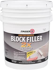 Zinsser 293248 Block Filler 2X High Build Primer for Concrete, 5 Gallon, White