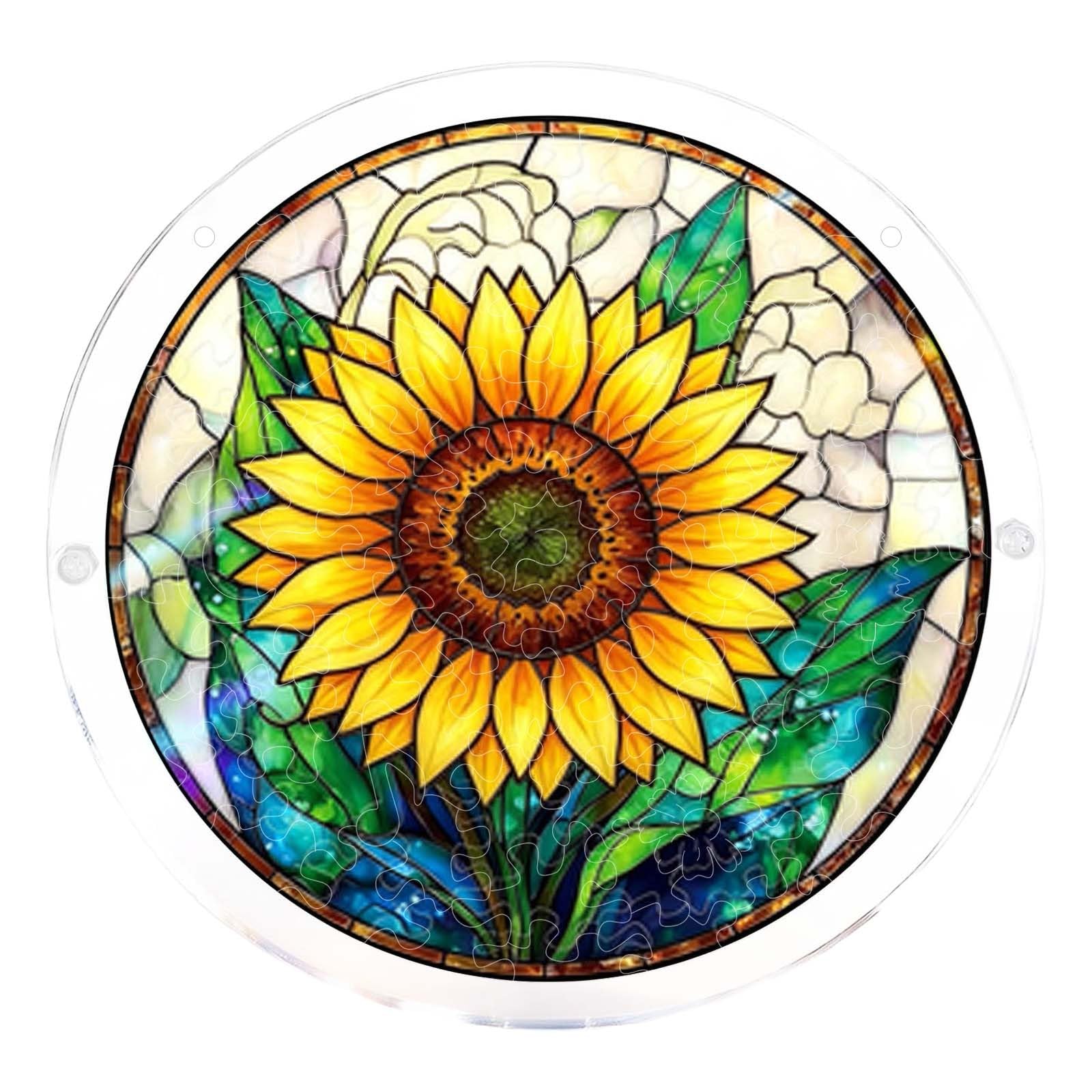 Acrylic Jigsaw Puzzle Suncatcher,Acrylic Puzzle Suncatcher,for Doors Garden and Window Hanging&Birthday Mom Women Adults Gift-19 CM,A — view 41