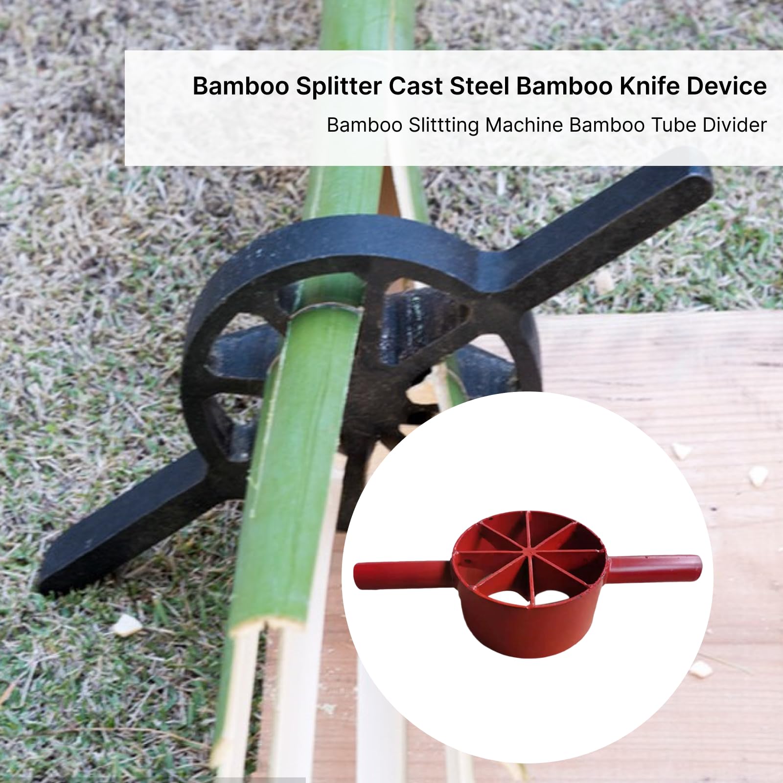 Fendeur de Bambou Manuel en Acier, Machine à Couper Bambou Portable, Conception Ergonomique, Outil Compact pour les Artisans à Domicile, Artisans, Ferme, Jardin, 8 Couteaux