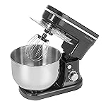 Salter EK4245BLACK Stand Mixer with 6 Speed Settings, 5 L, Includes Whisk, Dough Hook, Beater, Removable Splash Guard, 1200 W, Perfect for Cakes & Bread, Stainless Steel/Black, Aluminium