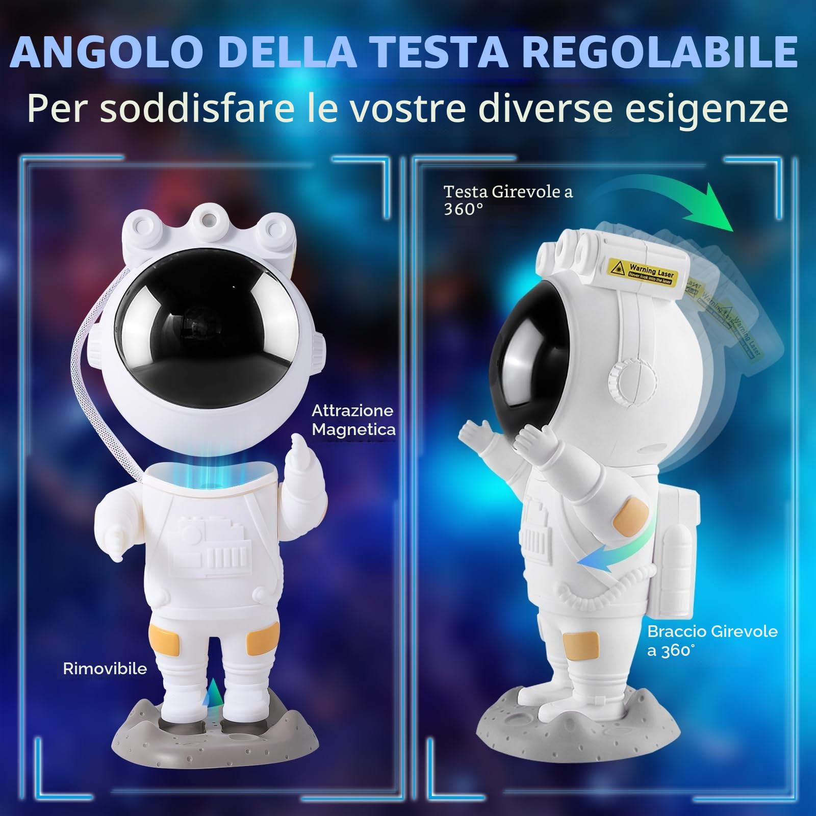 Astronauta Cielo Stellato Galassia Proiettore, Spaceman Galaxy Star Projector Lampada Notturna con Timer, Telecomando, Proiettore Stelle Soffitto Luce per Camera da Letto, Regalo per Bambini e Adulti