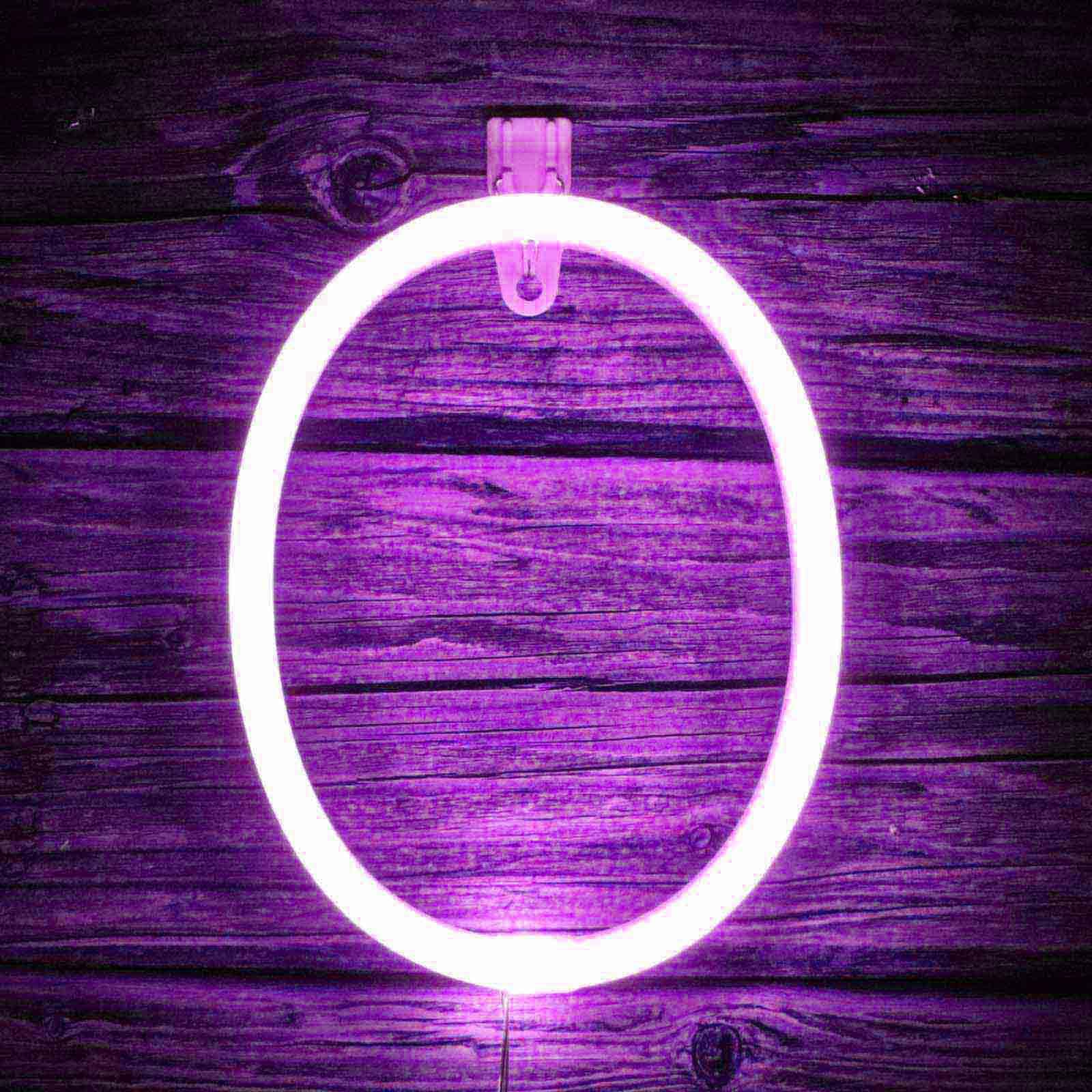 Purple Neon Sign with Numbers - USB & Battery Powered Neon Light for Bedroom Party Bar Decor Wall Art LED Lights（No.0） — image 1