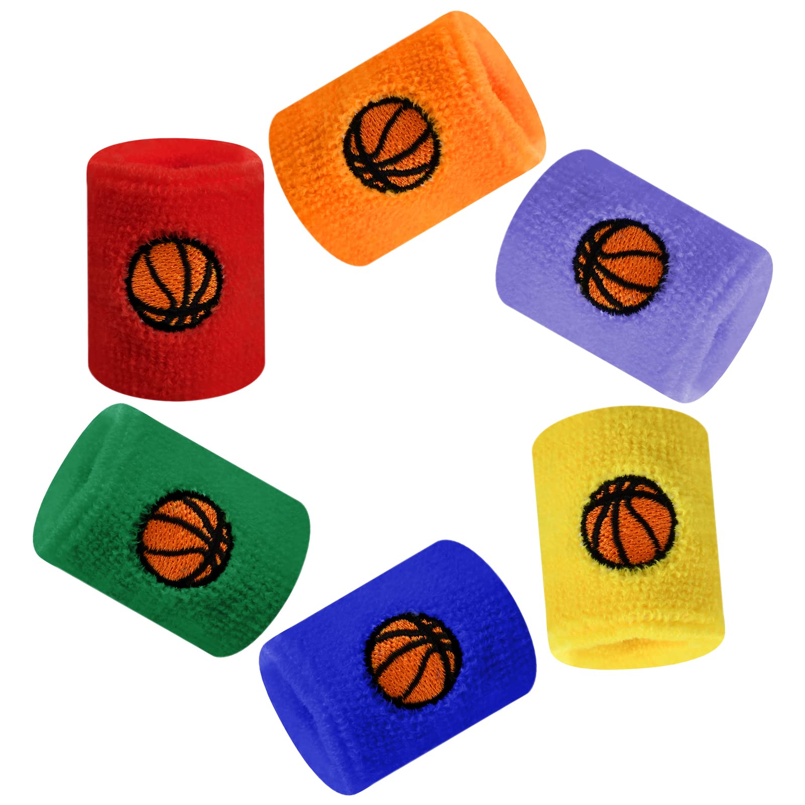 6 Pièces Bracelets de Sport pour Enfants, Bandeaux de Poignet Élastiques en Éponge, Poignet Bandeau pour Sport, Bracelets Absorbants pour Le Football, Le Basket-Ball, l'athlétisme