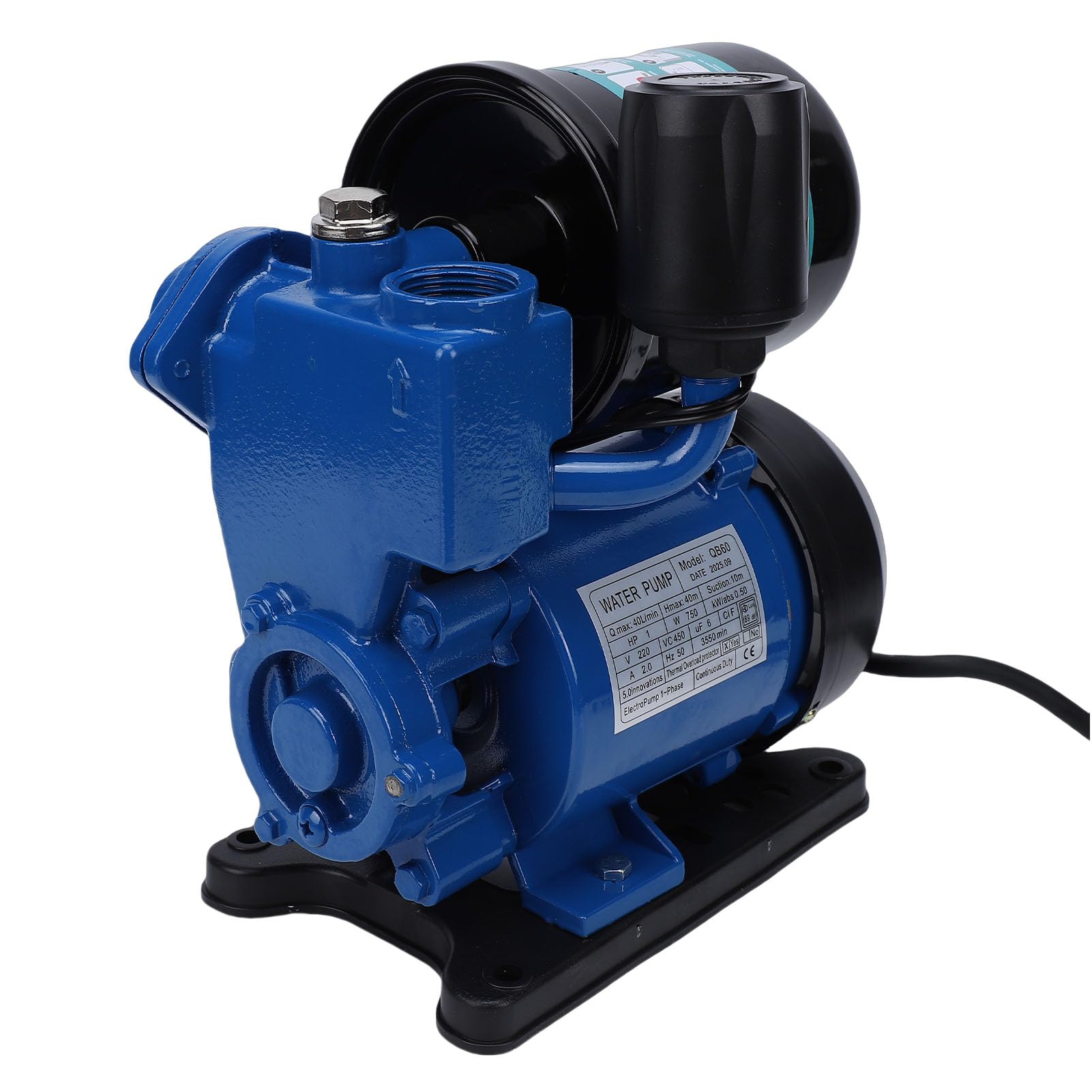 Generic Pompa Booster Autoadescante, Prevalenza da 40 M, Pompa a Getto per Pozzi Poco Profondi con Avviamento e Arresto Automatico, Booster a Pressione dell'Acqua con Serbatoio a Pressione (Spina