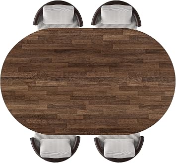 Oval Fitted Tablecloth Wood Texture Background Elastic Edged Waterproof Wipeable Table Top Protector for Indoor Outdoor Patio Use, Fits 42"x60" Oval Tables, Style135
