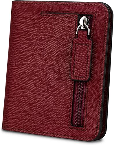 Miniatura 2 de YALUXE Billeteras pequeñas de cuero genuino para mujer, monedero pequeño, monedero para efectivo, tarjetero con protección RFID, tamaño compacto y