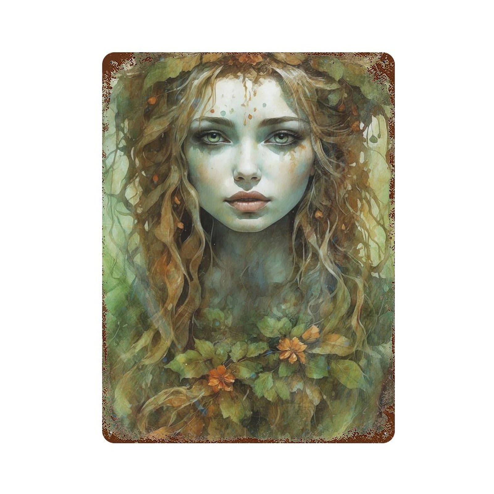 Celtic Dryad Vintage Rust Metal Sign 15.7"x11.8", Farmhouse Wall Decor for Garage, Pub Or Kitchen