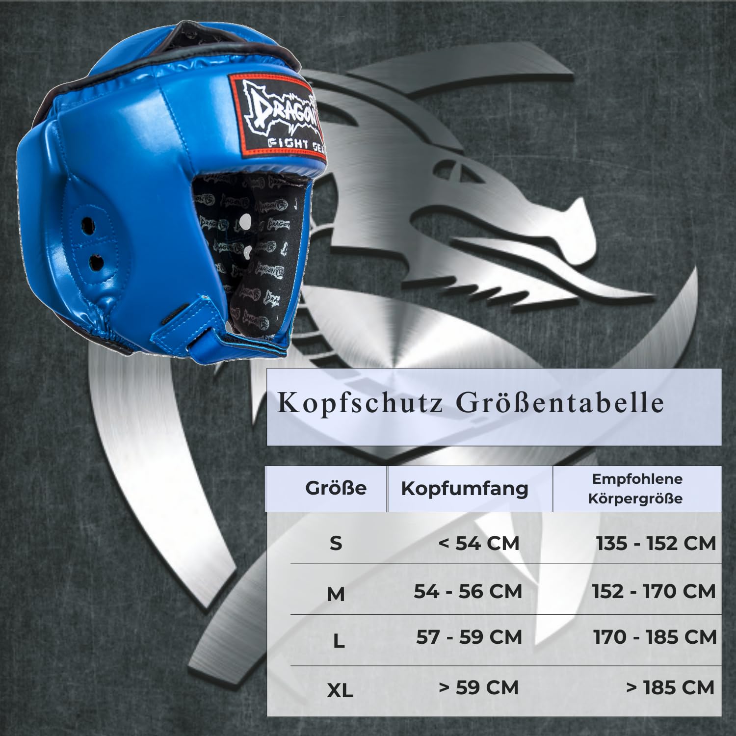 Dragondo 11785-P ochrona głowy do kickboxingu i Muay Thai – zamknięty kask bokserski z ochroną policzków i górnej części głowy, certyfikat CE, czarny/czerwony/niebieski
