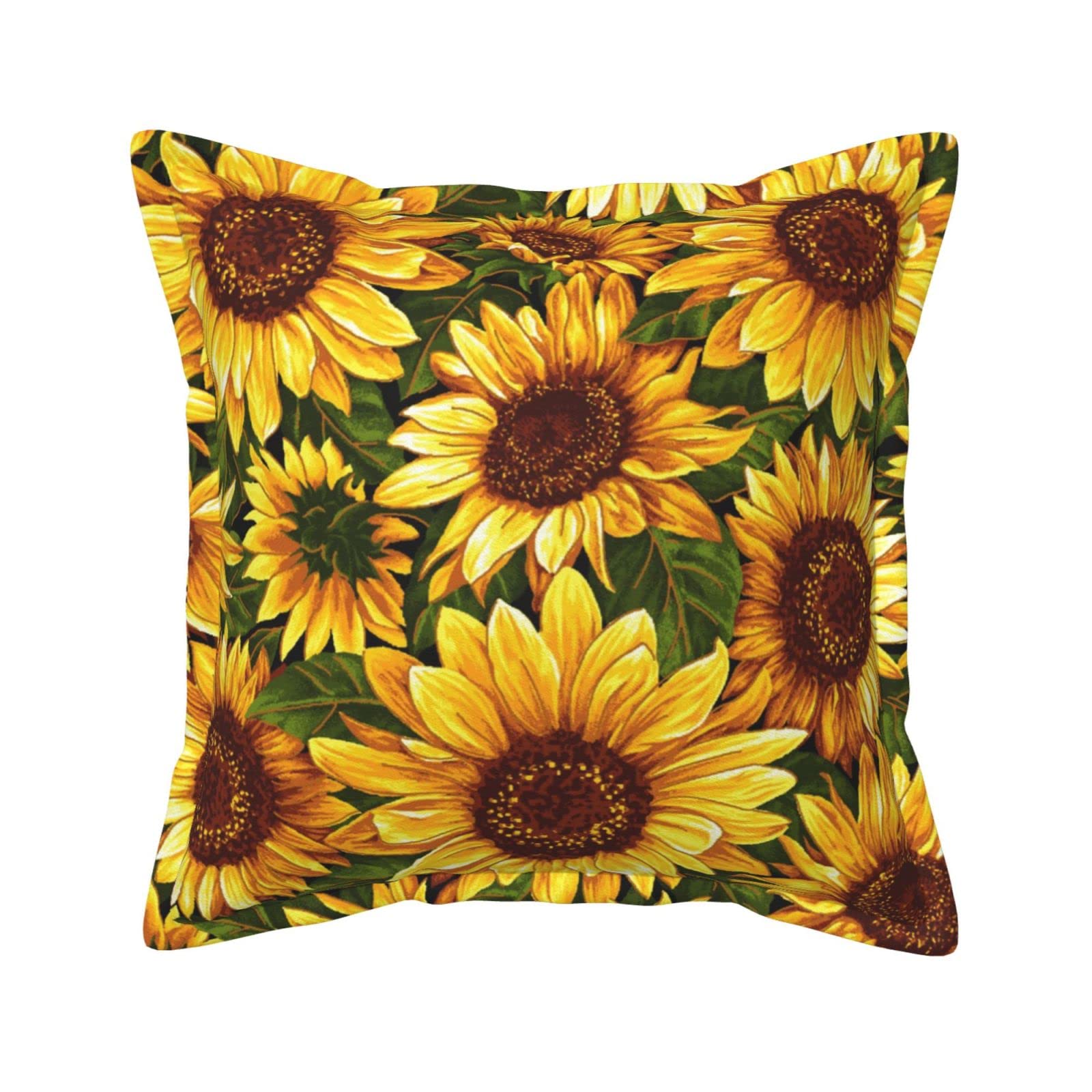 Housse de coussin tournesol en similicuir 45x45 cm motif peinture à l'huile