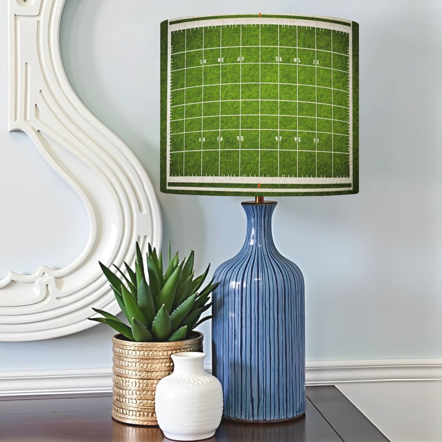American football field grass texture Drum Lamp, Lamp Shades - 11" x 11" x 8.9" Vintage Replacement Fabric Lampshades for Table Lamps, Floor Lamps Easy Assembly