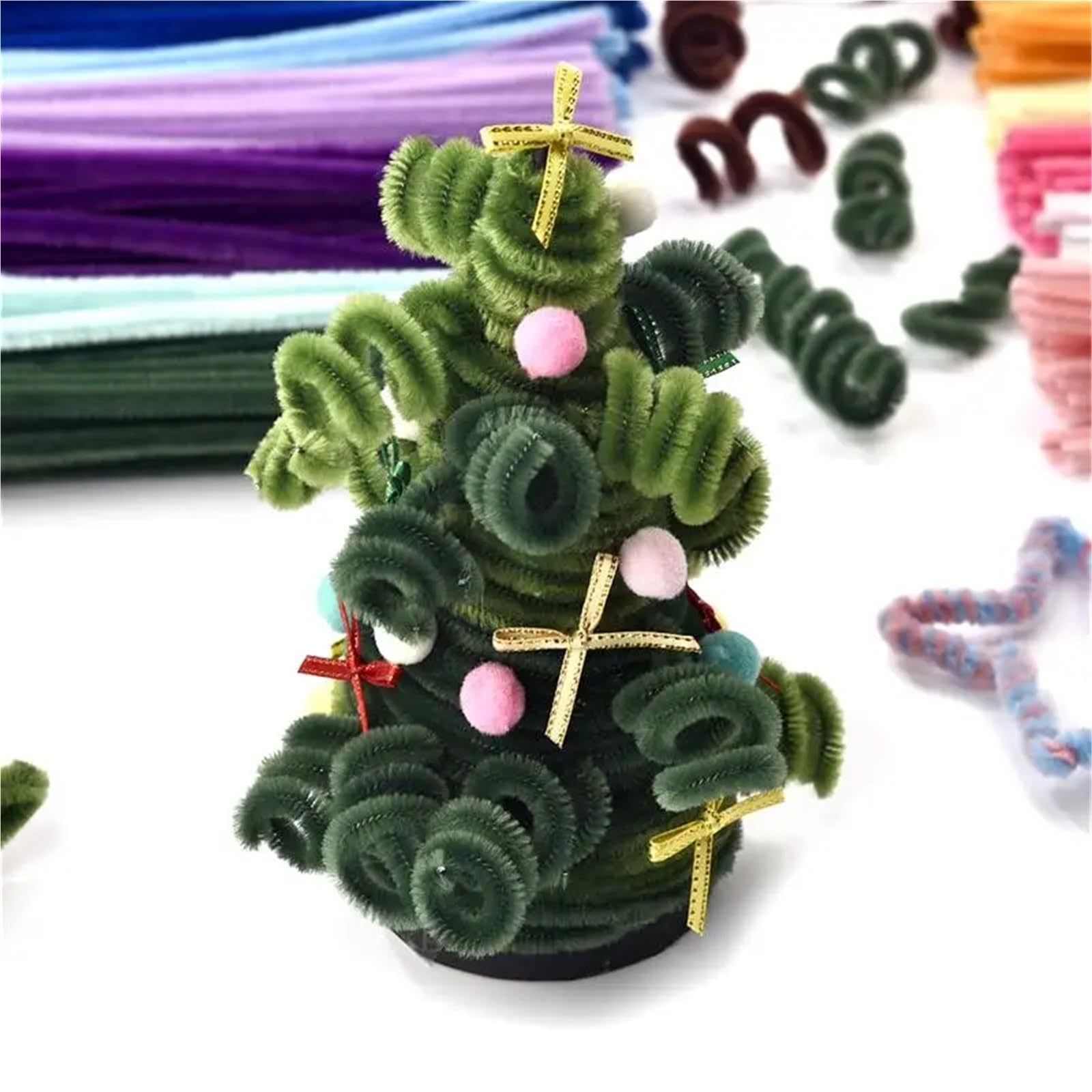 Tiges de Chenille, 200/300/500 pièces, fil, bande, tissu feutré multicolore, fournitures bricolage faites à la main Pour DIY Artisanat(Pink,300pcs)