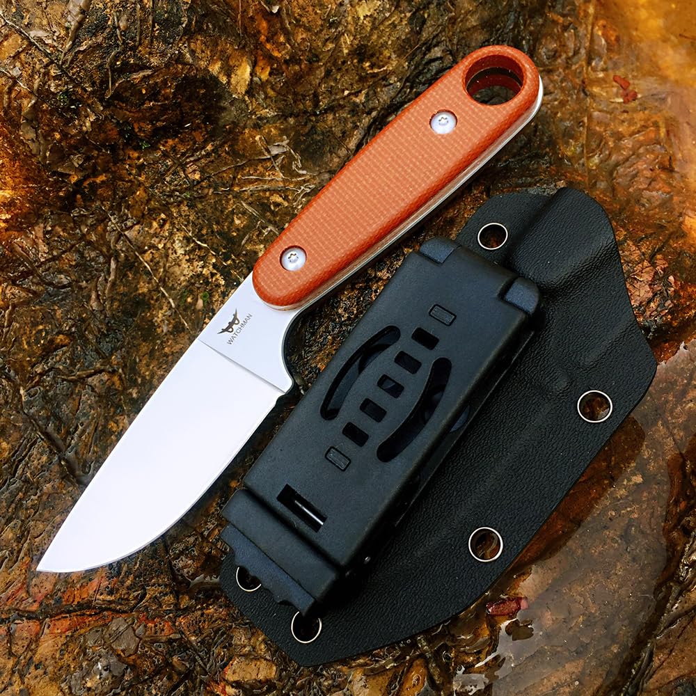Watchman W204D EDC Fixed Blade Knife 14C28N Blade Steel Micarta Handle with Kydex Sheaths for Outdoor Activities Camping