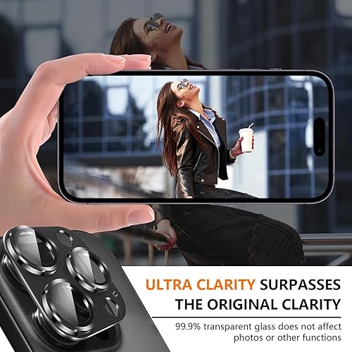Miniatura 8 de Suoman Protector de lente de cámara para iPhone 15 Pro  15 Pro Max, metal fresco Protector de lente de cámara de vidrio templado para iPhone 15 Pro