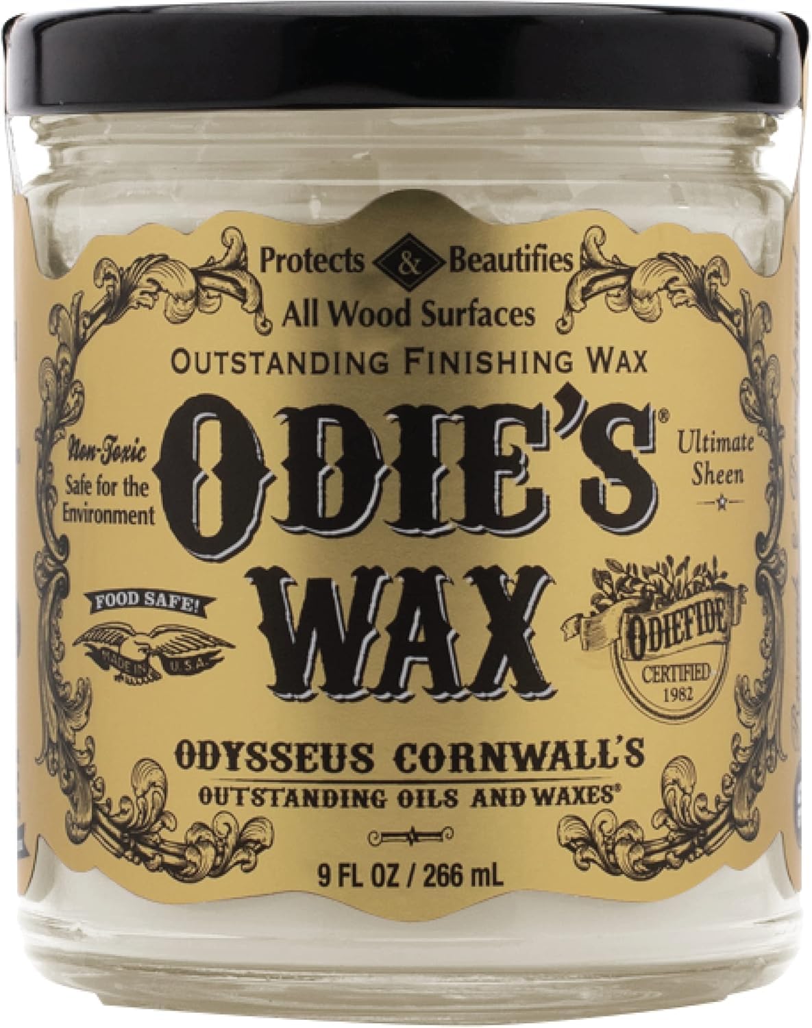 ODIE'S Wax •Super Hard Wax for Wood •Works with •Super Duper Oil and Wood Butter for Extra Lustrous Sheen •Protection and Durability •9 Ounce Glass Jar