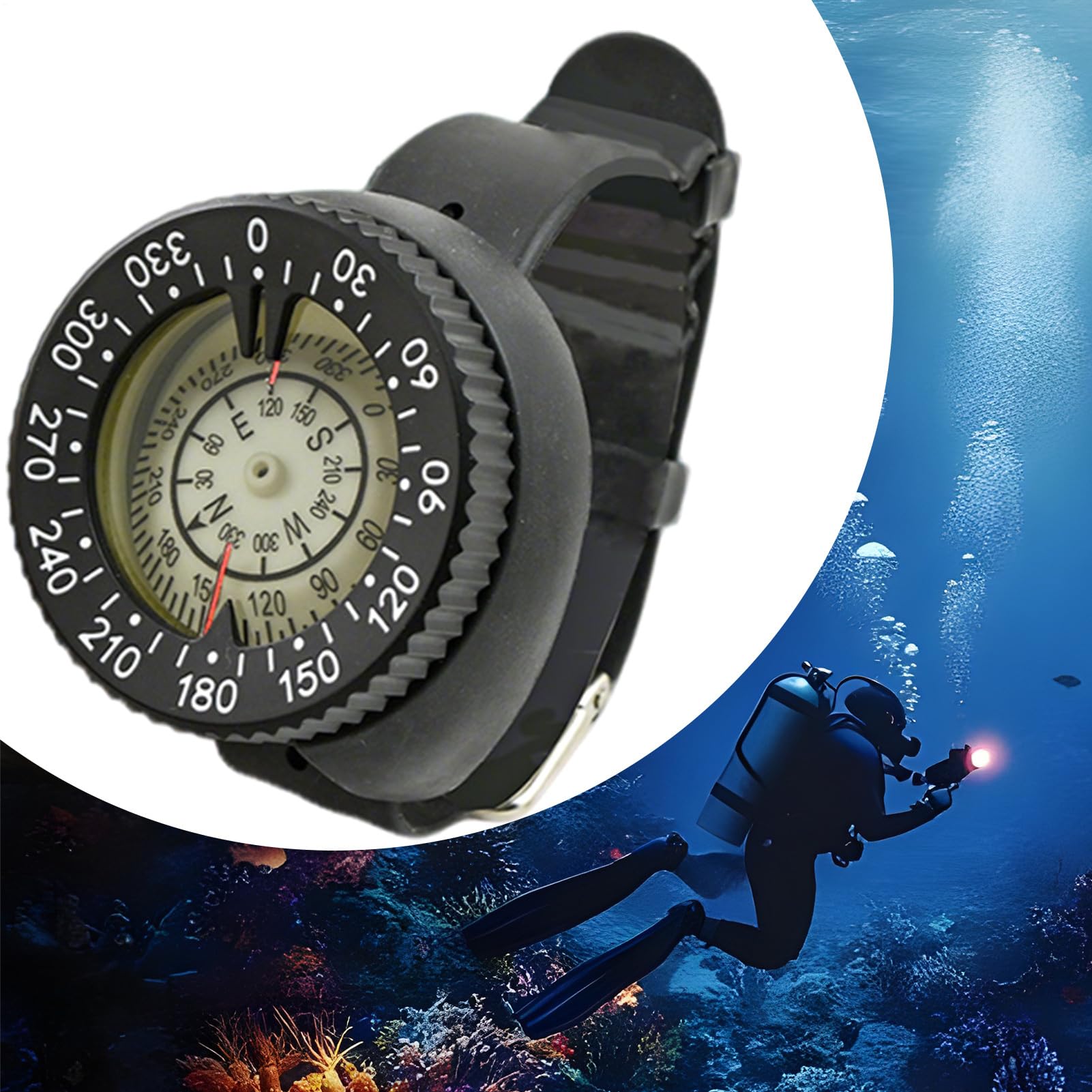 Reloj de brújula, herramienta de navegación de navegación, brújula luminosa precisa portátil para mochileros, kayak, orientación, buceo, supervivencia
