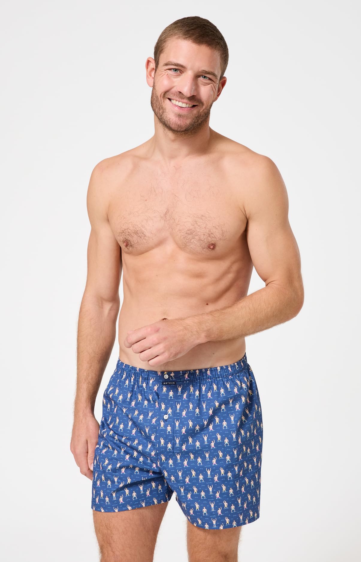 ARTHUR - Caleçon Homme - 100% Coton Bio Doux - Coupe Ample et Confortable - Motif Fantaisie