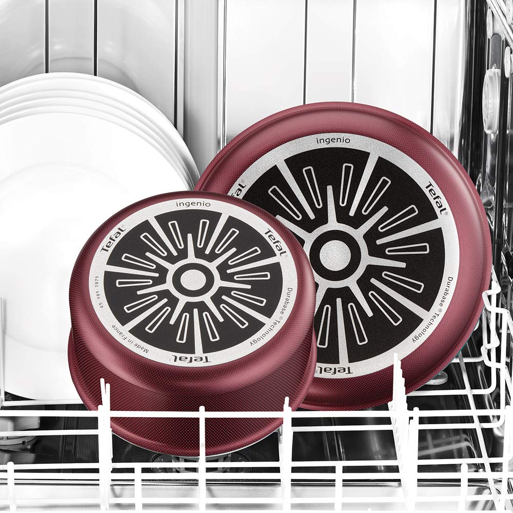 Tefal Ingenio Essential Kochgeschirr, 20 p, Töpfe, Pfannen, Deckel, Schmorpfanne, Löffel, Spatel, Schöpfkelle, Schneebesen, 2 Griffe, für alle Herde außer Induktion + Backofen, hergestellt in