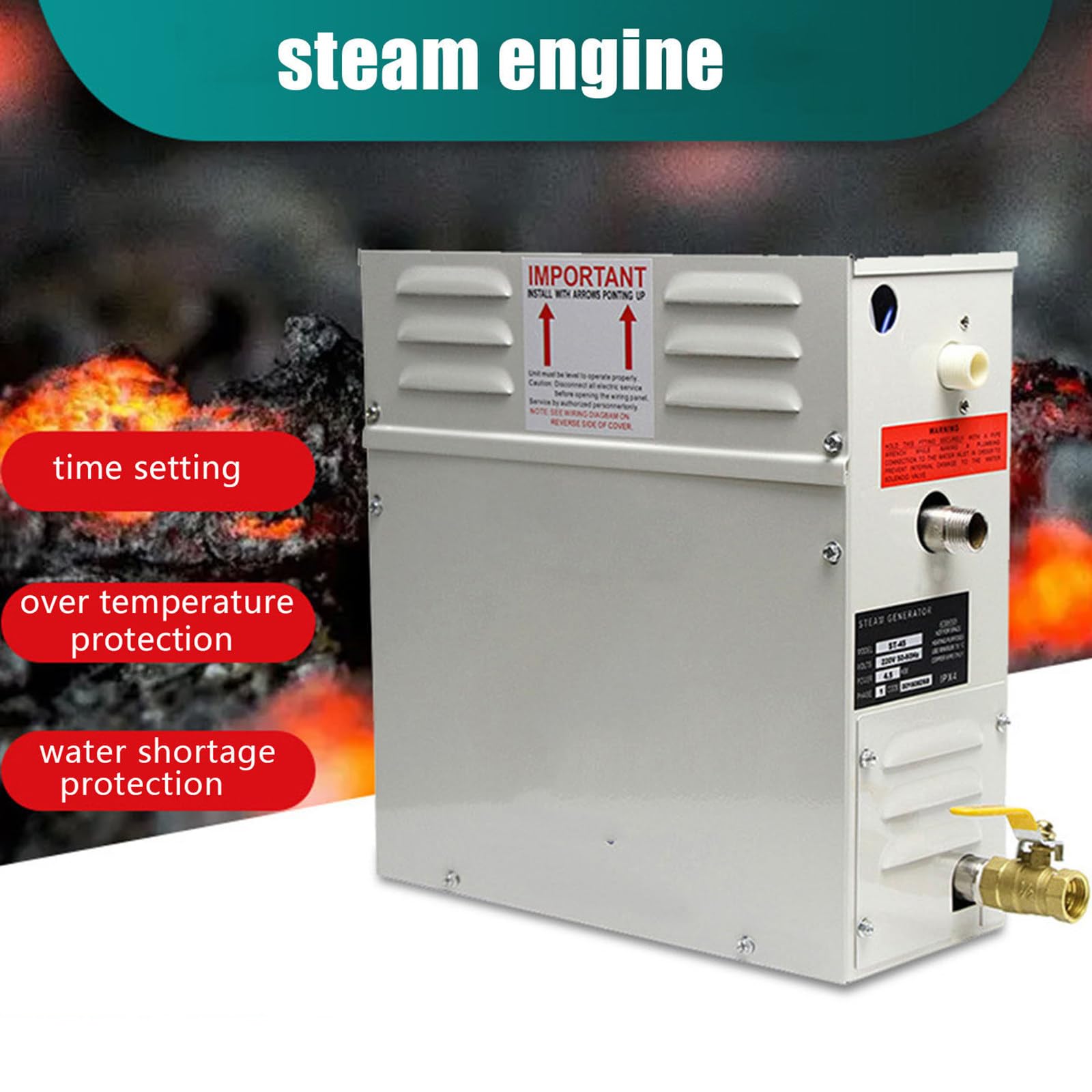 Corredo del generatore di sauna del vapore 4.5KW - 21KW 220V/380V con il sistema di autodrenante, regolatore digitale del LED, per uso domestico e commerciale, riscaldamento 35-55℃ per lo spazio del ³