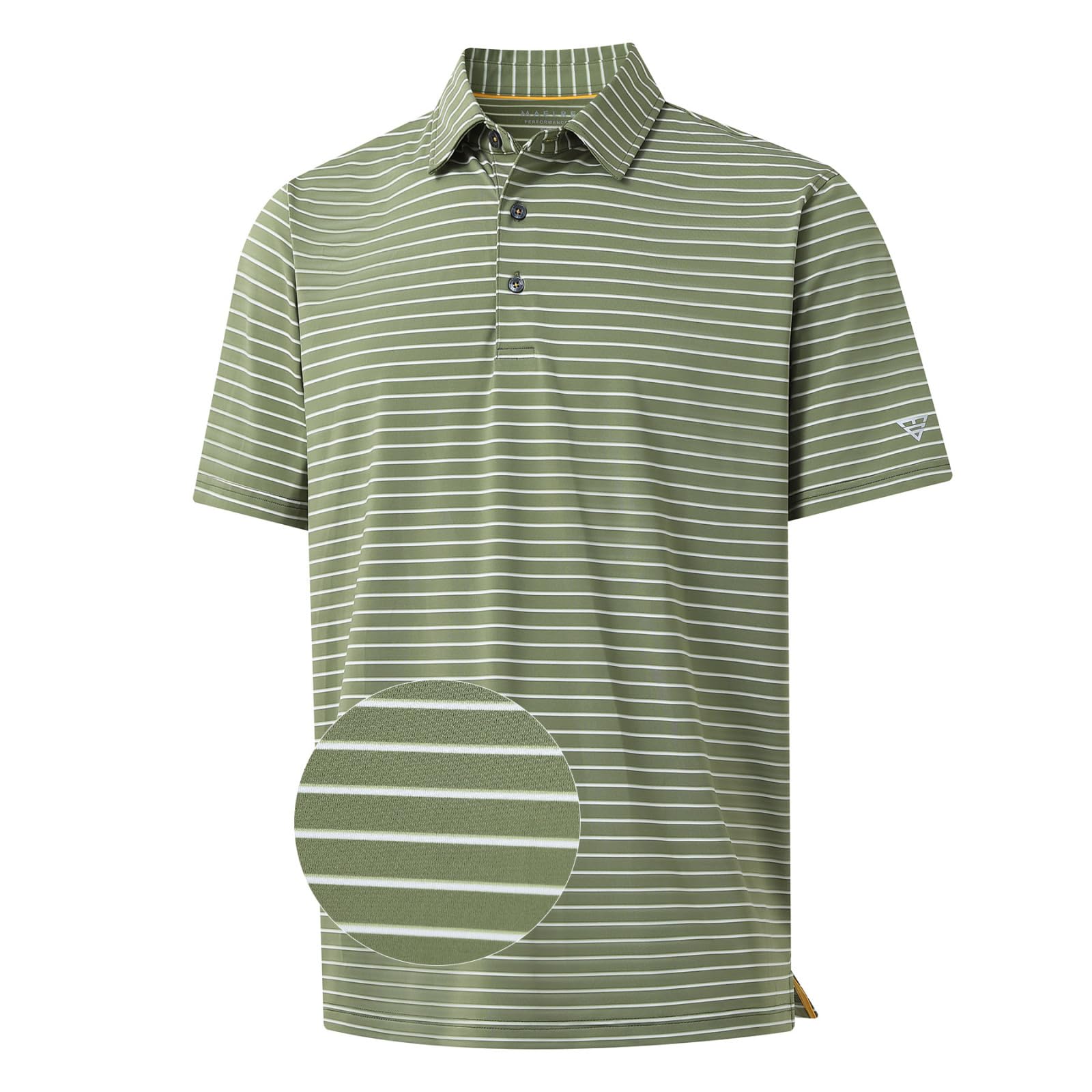 M MAELREG Golf Shirts for Men Moisture Wicking Striped Polo Performance Dry Fit Business Sports Mens Polo Shirts Short Sleeve