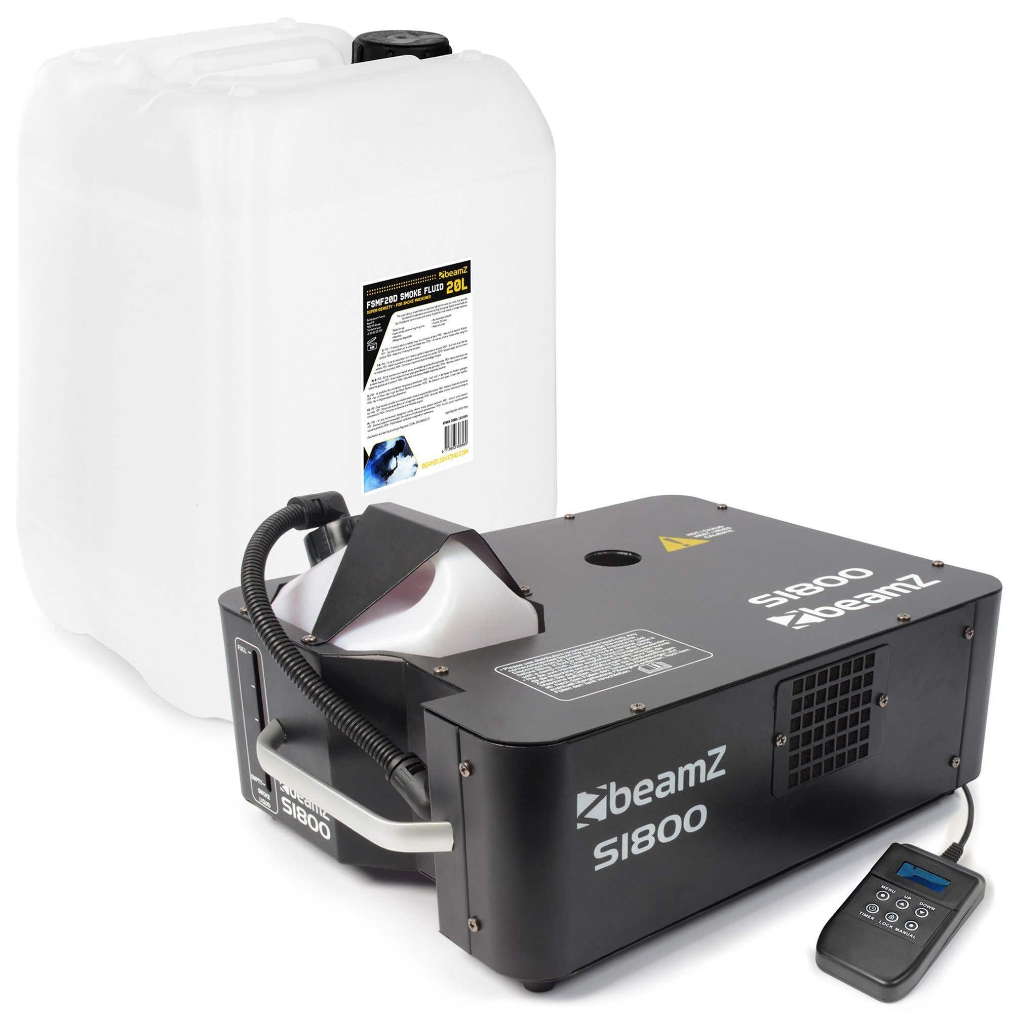 BeamZ S1800 DMX Nebelmaschine 2in1, Vertikal & Horizontal mit 20L Nebelfluid, 1800 Watt Rauchmaschine, Partyrauch für professionelle Shows, Smoke Machine für Events, Hochzeiten, DJs, und Partys