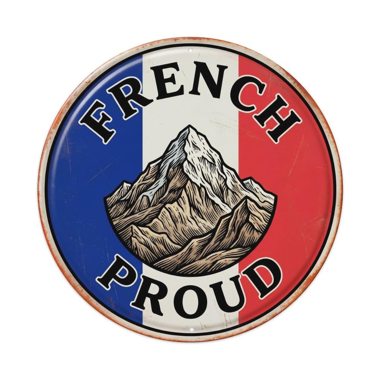 Olhnbad Style French Proud Mountain Scenic Travel Heritage Emblem Metal Tin Sign