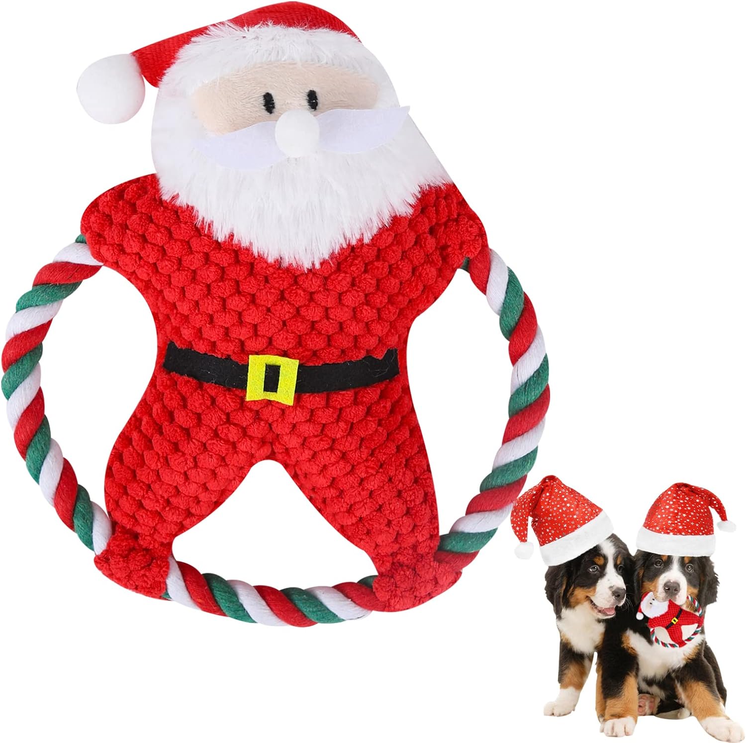 Christmas Dog Toys, Interactive Squeaky Pet Chew Toy with Santa Claus