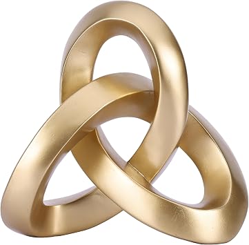 XINGYAN Mobius Ring Ornament, Modern Decorative Objects for Home Decor, Gold Knot Sculpture Resin Mobius Strip, Geometric Shape Table Decor for Bookshelf, Coffee Table, Desk Gold