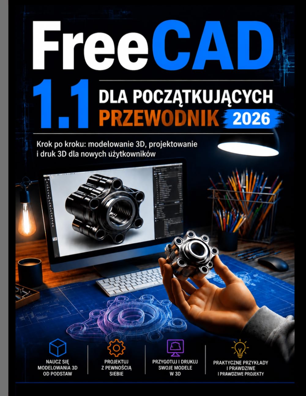 FreeCAD 1.1 DLA POCZĄTKUJĄCYCH PRZEWODNIK 2026: Modelowanie, projektowanie i drukowanie 3D krok po kroku dla nowych użytkowników
