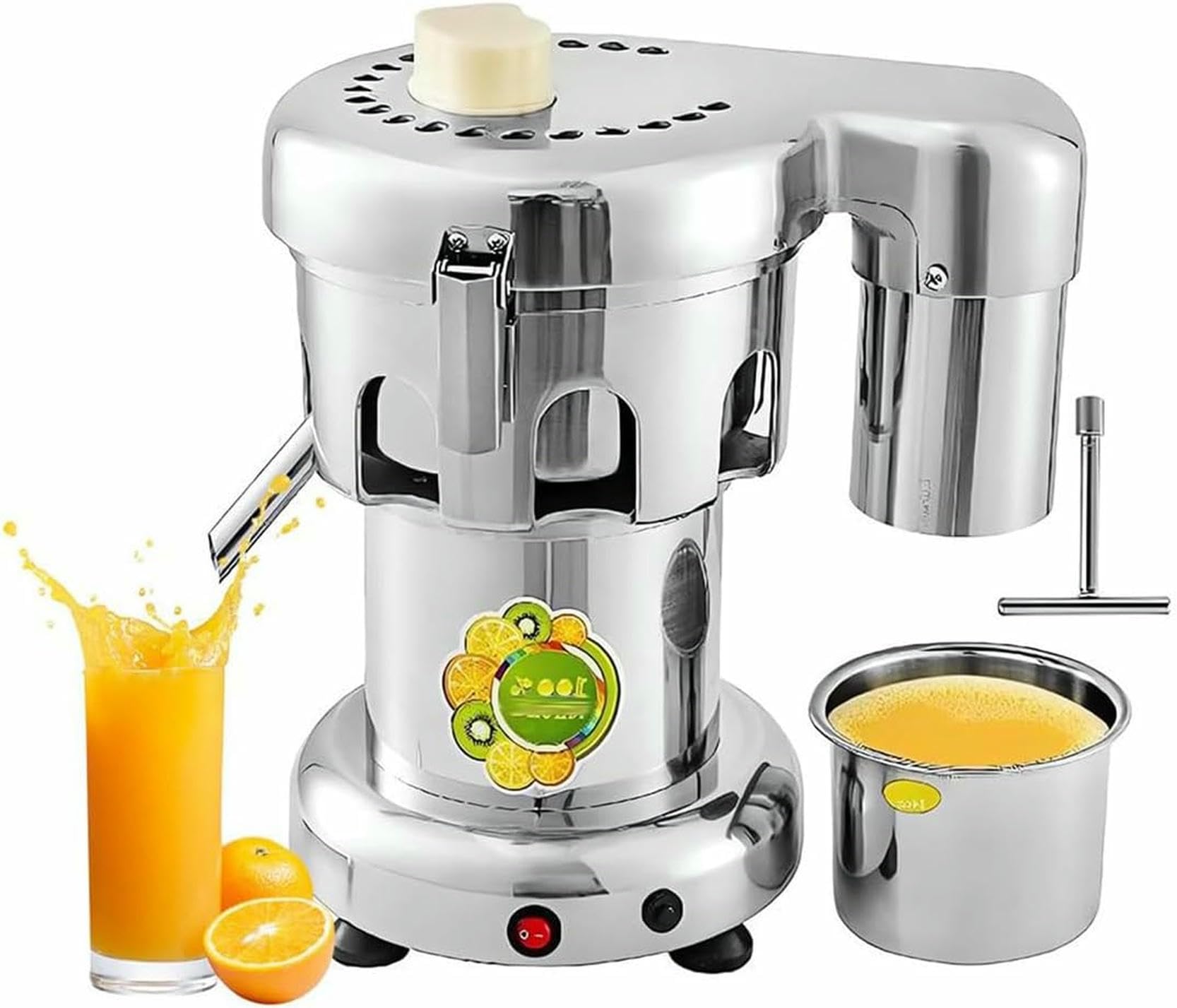 Extractor de Jugo eléctrico de 80-100 kg/h, exprimidor de cítricos Comercial de 4300 r/min, Extractor de Jugo centrífugo de Acero Inoxidable de 370 W para Tienda de jugos, Restaurante, Hotel