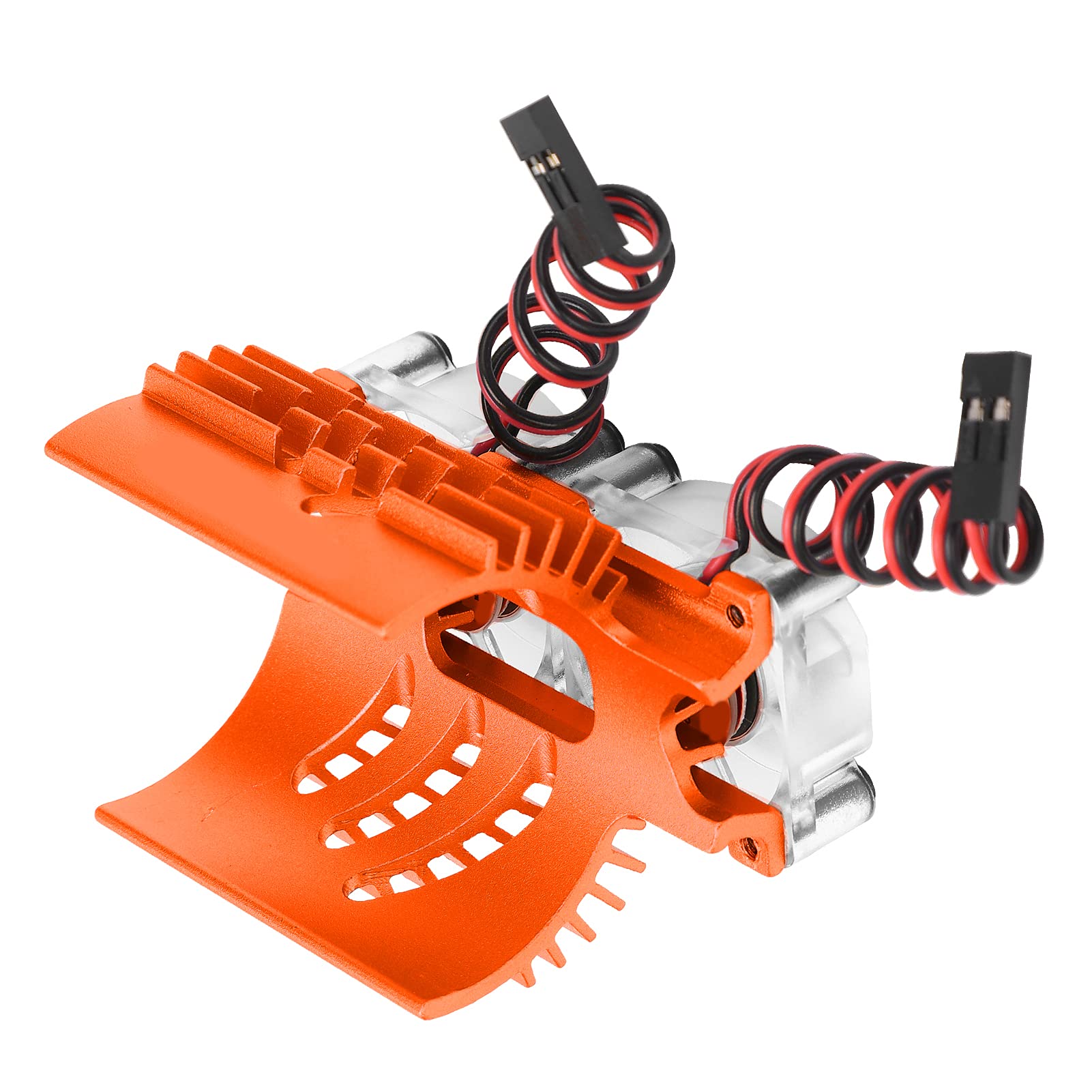 Dissipatore di calore per motore con doppia ventola, radiatore di raffreddamento per motore a doppia ventola, radiatore in alluminio da 40–42 mm con due ventole da 30 mm per auto (Arancia)