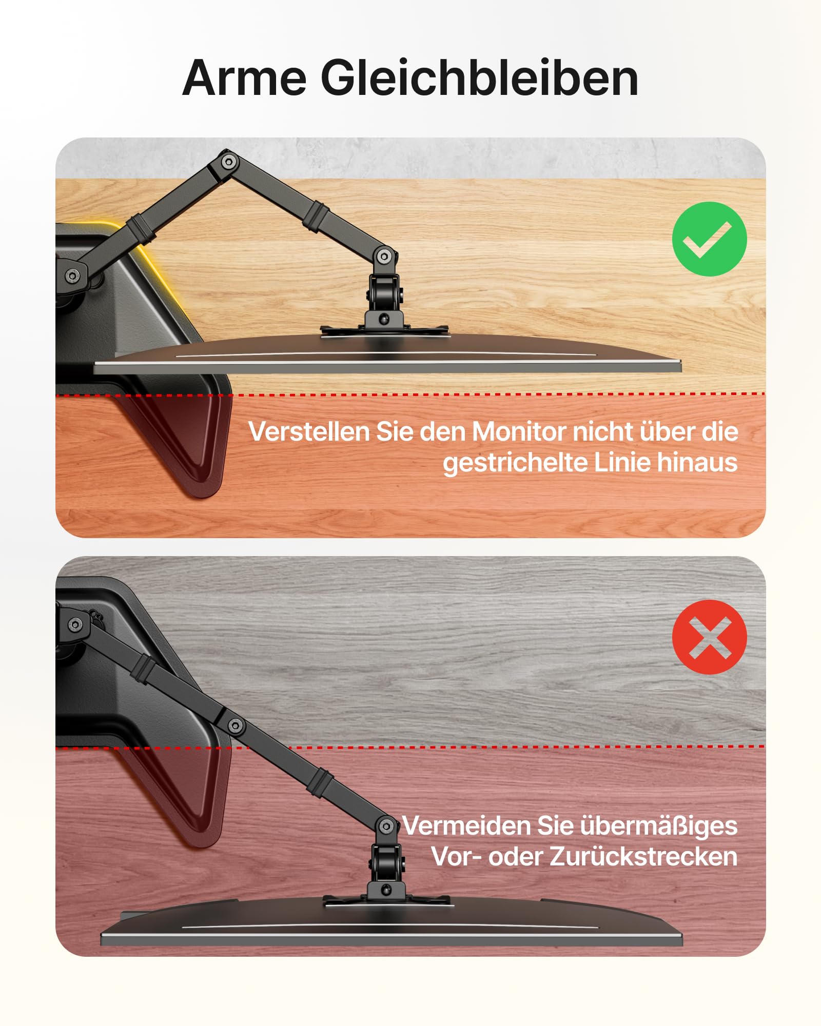 monTEK Monitor Halterung 2 Monitore für 17-32 Zoll Bildschirm, Robuster Schreibtischständer mit 10 kg Tragkraft pro Arm mit Freistehender Sockel, VESA 75/100mm