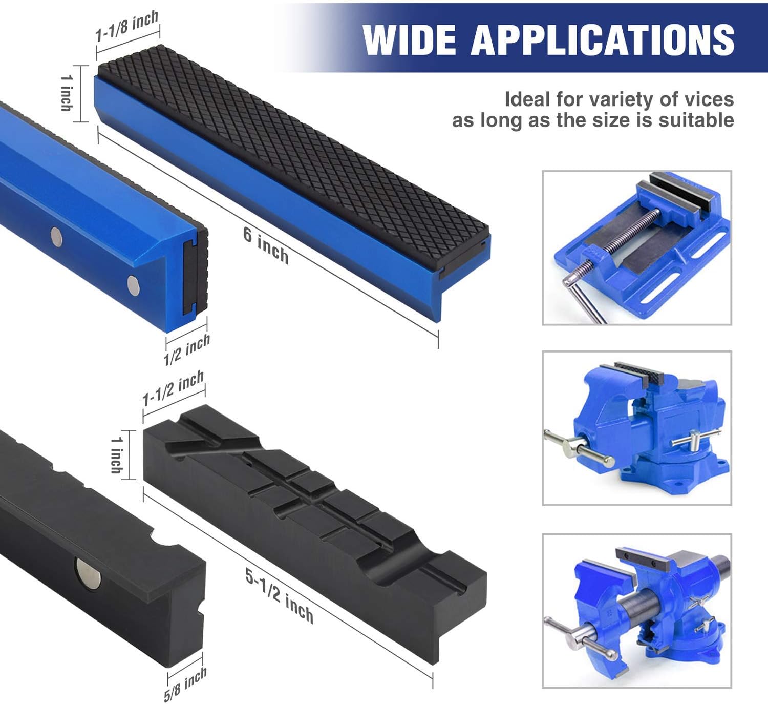WORKPRO Bench Vise, 4.5" Heavy-Duty Utility Combination & WORKPRO 2-Pair Vise Jaw Pads, Magnetic Vice Jaw Covers Protectors