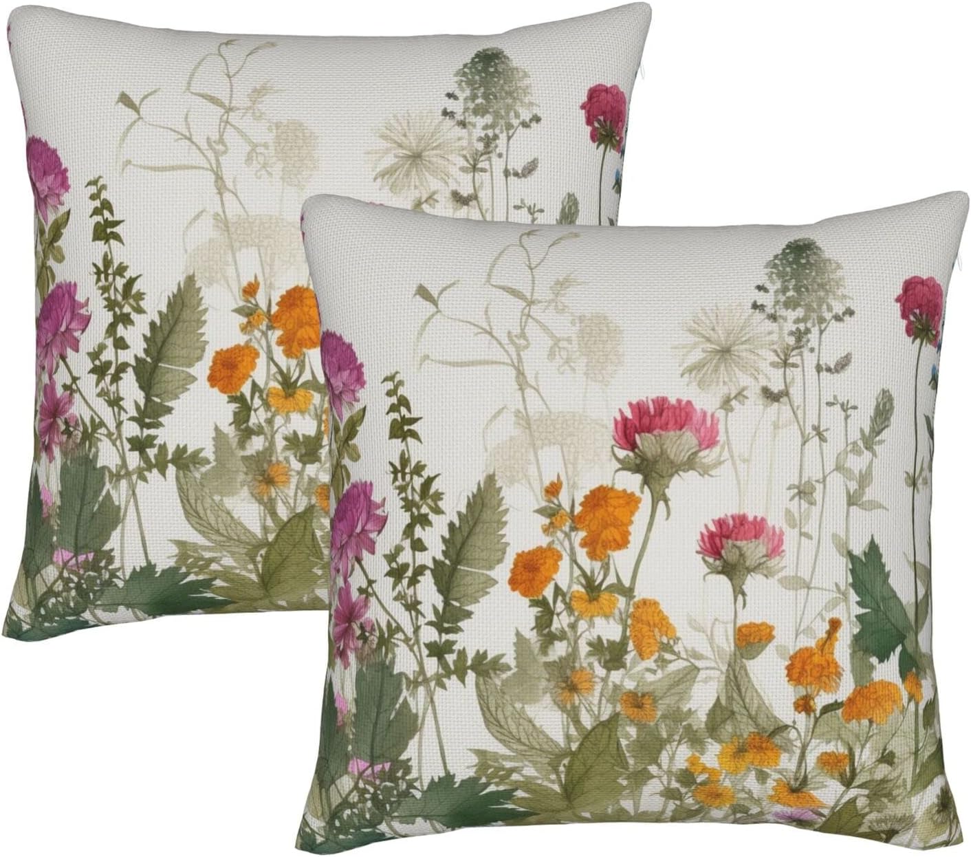 Spring Floral Throw Pillow Covers, Farmhouse Design