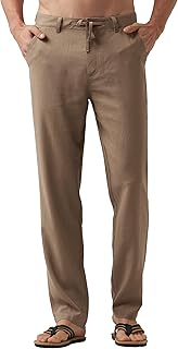 Sponsored You’re seeing this ad based on the product’s relevance to your search query.Learn more about this advertisement WILLIT Linen Trousers Men's Long Cotton Fabric Trousers Lightweight Summer Trousers Men's Casual Trousers Jogging Bottoms with Pockets Drawstring for Holiday Yoga Beach Everyday