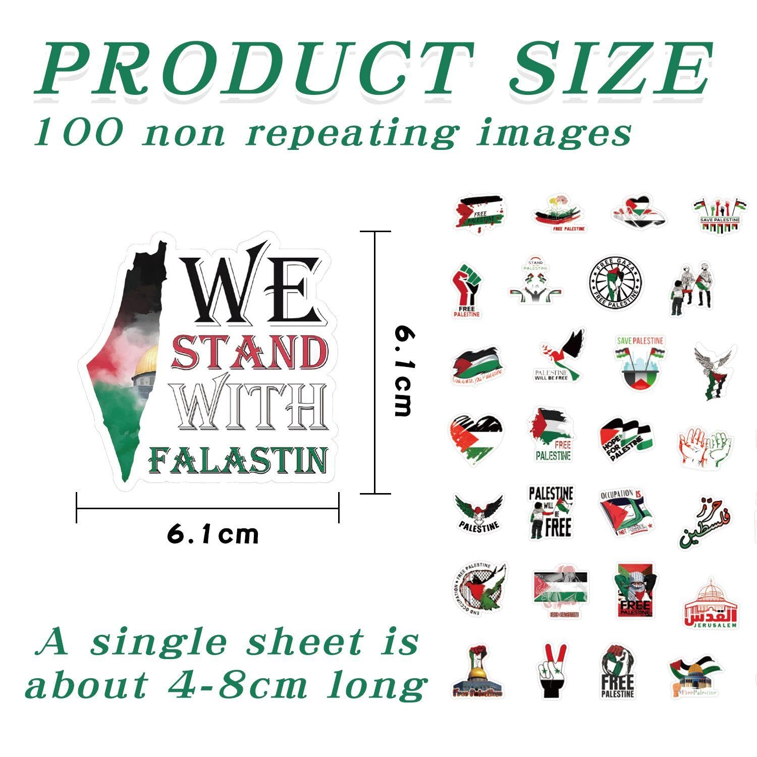 100 Adesivi Palestinesi Impermeabili - Set Gratuiti Per Auto Laptop Bottiglie Valigie Decorazione Fai Da Te - 3