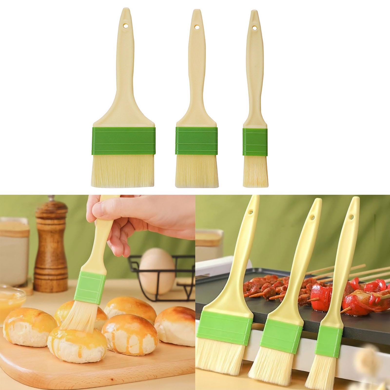 3 Pack Professional Pastry Brush Set Baking Brush Pastry Utensil Baking Accessory PP Cooking Lover
