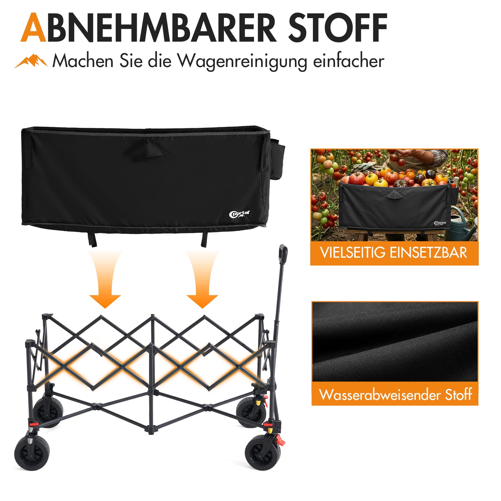 Bollerwagen faltbar 300L XXL Ladefläche 150kg belastbar Handwagen mit Getränkehalter Transportwagen klappbar Strandwagen Faltwagen für Garten Camping Festival
