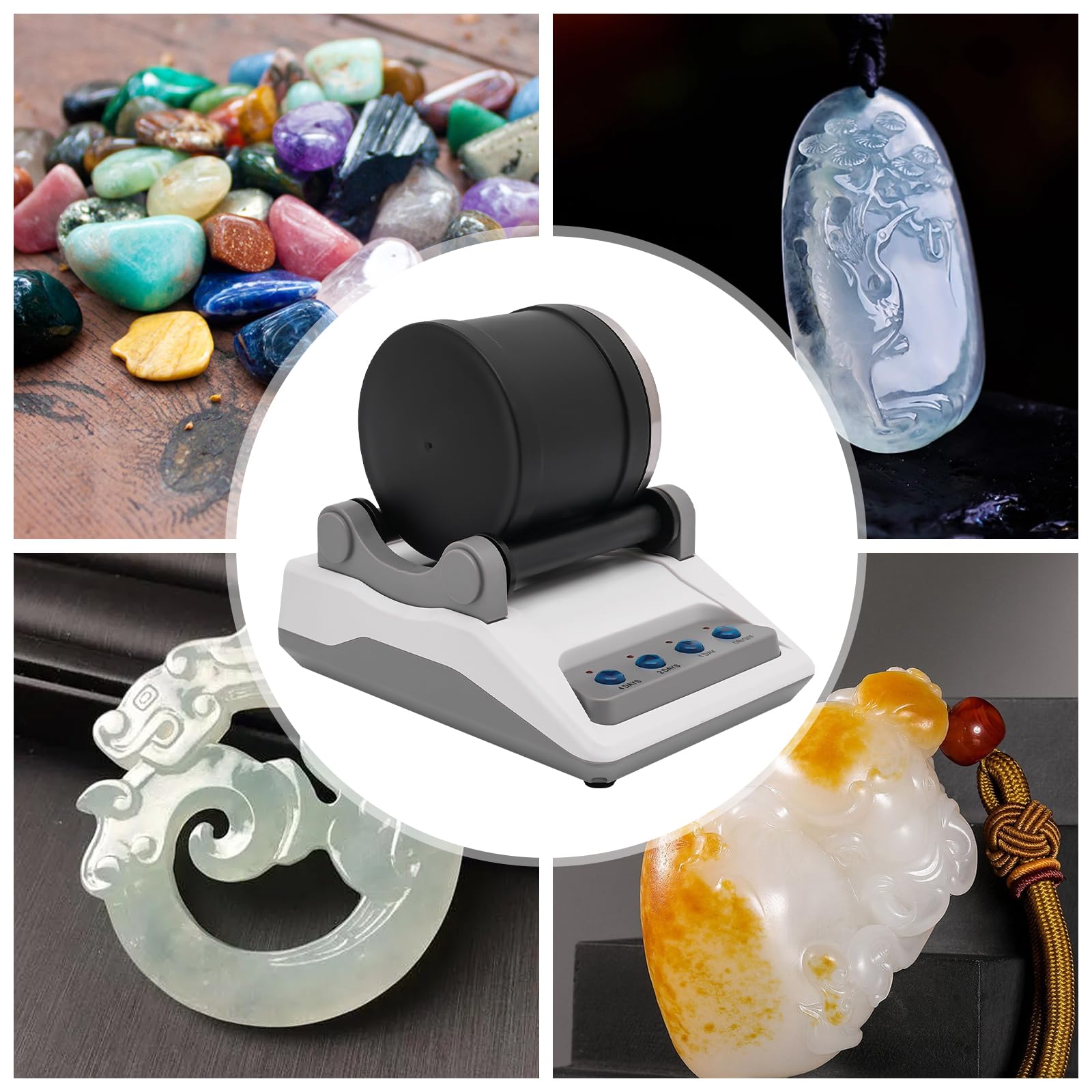 Steinschleifmaschine Set, Steinpoliermaschine mit 7-Tage-Timer und abnehmbarem Polierer Elektrisch Steinpolierer, DIY-Poliermaschinen-Set, für Kinder und Erwachsene