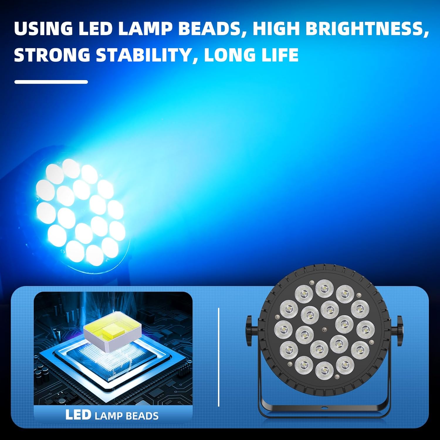 12X18W LED Stage Lights RGBWAUV 6in1 Par Lights Par Can Lighting with DMX Control Sound Activated Uplights for Events Church DJ Show Wedding Stage Performances Party (1 Pack)
